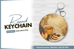 Winter watercolor beverage apple anise round keychain png Product Image 1