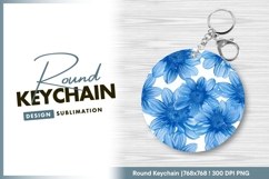 Blue floral arrangement round keychain png Product Image 1