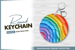Colorful rainbow illustration round keychain png Product Image 1