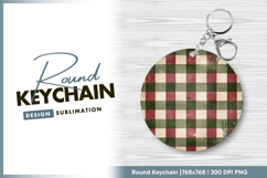 Distressed plaid pattern round keychain png Product Image 1