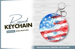Watercolor american flag design round keychain png Product Image 1