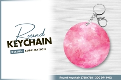 Pink watercolor texture round keychain png Product Image 1