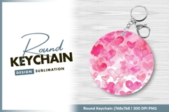 Watercolor hearts background round keychain png Product Image 1