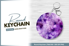 Purple floral watercolor circle round keychain png Product Image 1