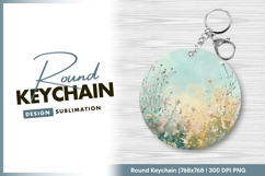 Watercolor flower meadow round keychain png Product Image 1