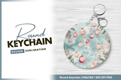 Watercolor christmas ornaments on round keychain png Product Image 1
