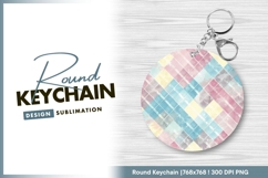 Pastel geometric diamond pattern round keychain png Product Image 1