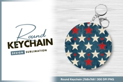Patriotic stars and stripes circular design round keychain Product Image 1