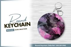 Pink and black ink abstract round keychain png Product Image 1