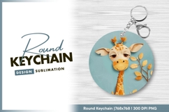 Cute giraffe illustration for round keychain png Product Image 1