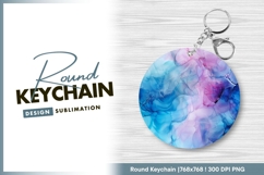 Abstract watercolor swirl round keychain png Product Image 1