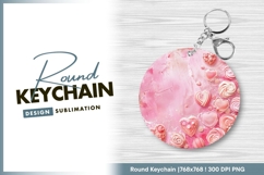 Pink hearts candy round keychain design png Product Image 1