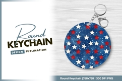 Patriotic stars on blue round keychain png Product Image 1
