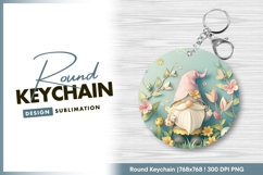 Garden gnome illustration round keychain png Product Image 1