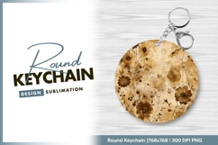 Sepia toned floral circle background round keychain png Product Image 1