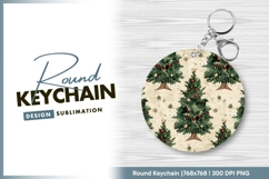 Christmas trees pattern round keychain png Product Image 1