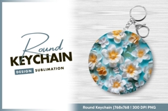 Floral paper art round keychain png design Product Image 1