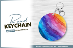 Colorful alcohol ink painting abstract Round Keychain Product Image 1