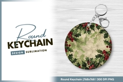 Holly berry christmas background round keychain png Product Image 1