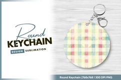 Pastel checkered pattern design round keychain png Product Image 1