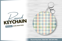 Pastel plaid pattern round keychain png Product Image 1