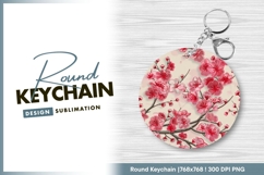 Pink plum blossom round keychain png Product Image 1