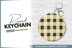 Holiday plaid round keychain design Product Image 1
