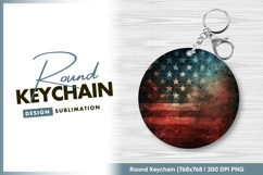 Distressed american flag circle round keychain png Product Image 1