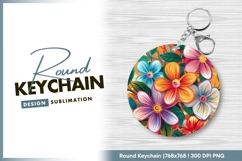 Colorful floral round keychain png illustration Product Image 1