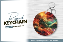 Abstract round background with flowing Round keychain png Product Image 1