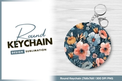 Floral circle design for round keychain png Product Image 1