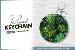 Monstera plant leaves tropical green round keychain png Product Image 1