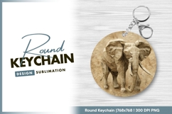 Origami elephant round keychain png design Product Image 1