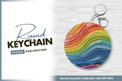 Colorful embroidered waves round keychain png Product Image 1
