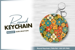 Colorful floral pattern for round keychain png Product Image 1