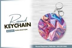 Holographic foil texture round keychain png design Product Image 1