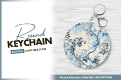 Blue floral pattern for round keychain png Product Image 1