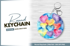Watercolor hearts round keychain png design Product Image 1