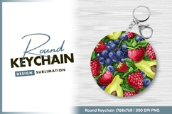 Fresh berries and avocado round keychain png Product Image 1