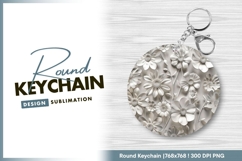 Elegant white flowers arrangement round keychain png Product Image 1