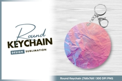 Holographic foil wrinkled round keychain png Product Image 1
