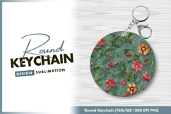 Floral pattern round background round keychain png Product Image 1