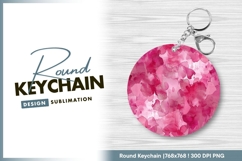 Pink watercolor circle round keychain png Product Image 1