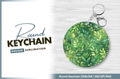 Fresh green leaves circle round keychain png Product Image 1