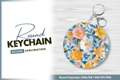 3d paper flowers floral arrangement round keychain png Product Image 1