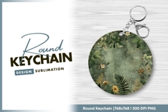 Floral circle frame for round keychain png Product Image 1