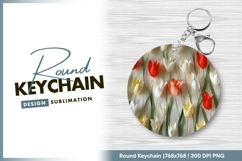 Paper tulips colorful artistic round keychain png Product Image 1