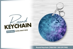 Elegant floral swirls on a textured round keychain png Product Image 1