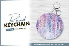 Watercolor wisteria floral background round keychain png Product Image 1