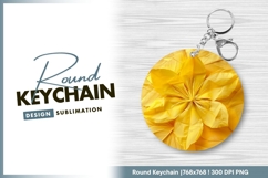Yellow flower detail for round keychain png Product Image 1